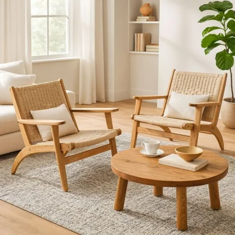 Promo 2 Butacas nórdicas estilo Hans Wegner en Beige - Butacas, banquetas y puffs, Uruguay | La Cueva Muebles, vista 6