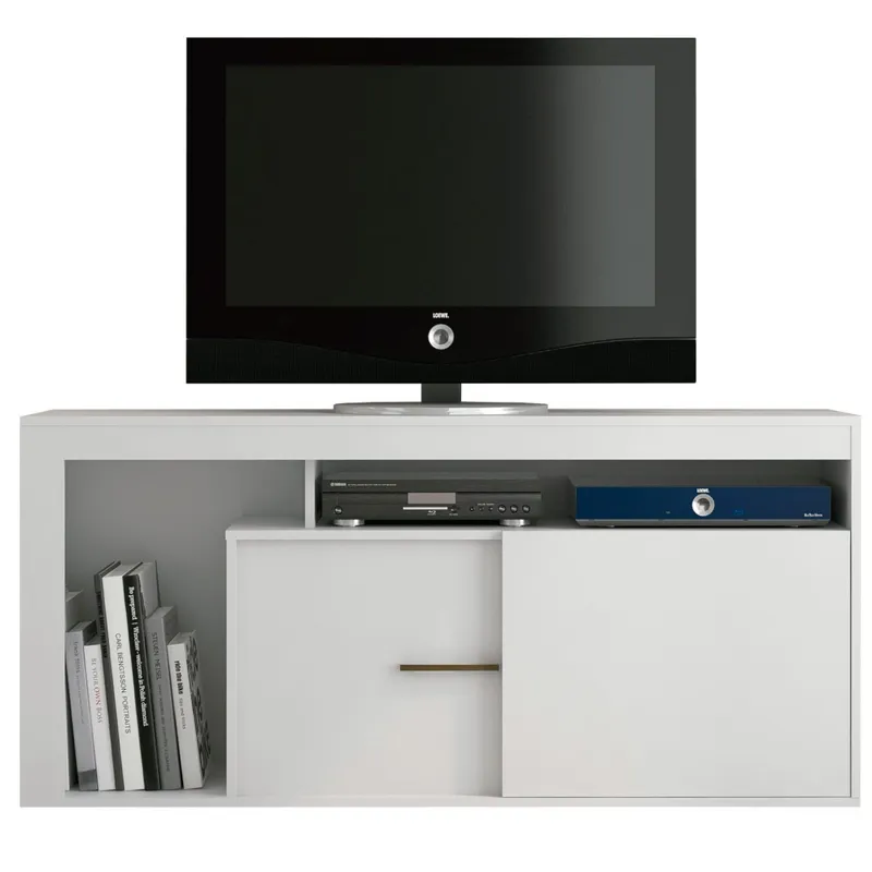 Rack Tv Living Hasta Led 43 Estantes 1 Puerta Blanco Lugano en Blanco - Muebles para TV, Uruguay | Muebles Express