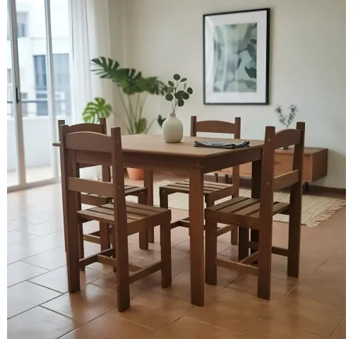 Juego Comedor 4 sillas Madera Maciza New Brasil - Mesas de comedor, Uruguay | Que Sal Muebleria
