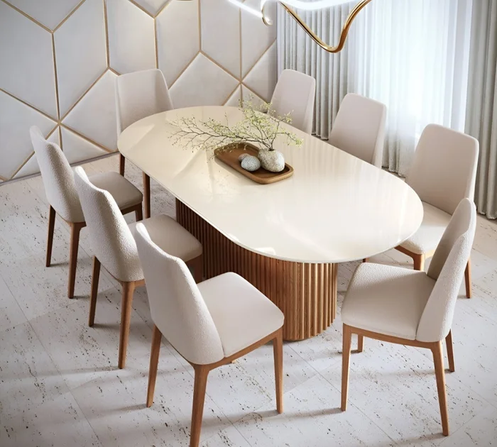 Mesa de Comedor 1.6 Oval - Línea Manhattan - Blanco/Marrón - Mesas de comedor, Uruguay | Rústico Hogar, vista 2
