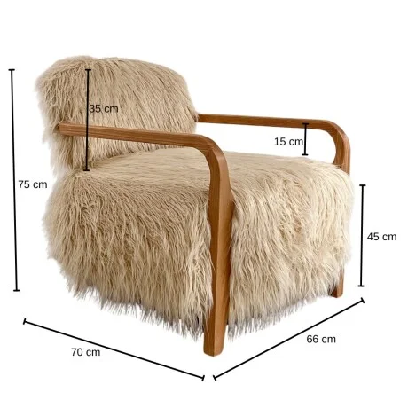 Poltrona Ivory Faux en Beige - Butacas, banquetas y puffs, Uruguay | La Cueva Muebles, vista 6