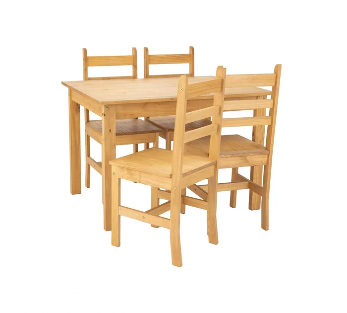 Juego de Comedor Lucia Plus 4 Sillas Madera - Natural en Madera natural - Mesas de comedor, Uruguay | Rústico Hogar