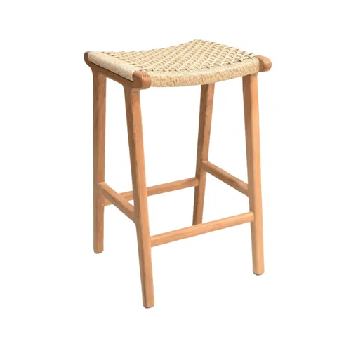 BANCO ALTO CATANIA TEKA Y CUERDA SIN RESPALDO 65 CM  en Madera natural - Butacas, banquetas y puffs, Uruguay | Masinfinito Casa