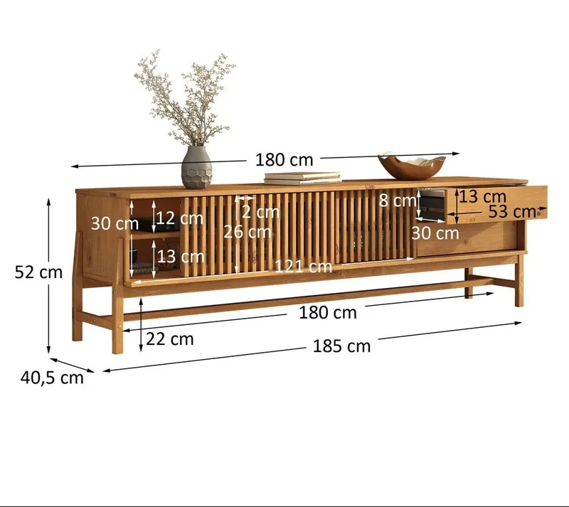 Rack TV 180cm Ader - Madera Maciza en Madera natural - Muebles para TV, Uruguay | Balton, vista 8
