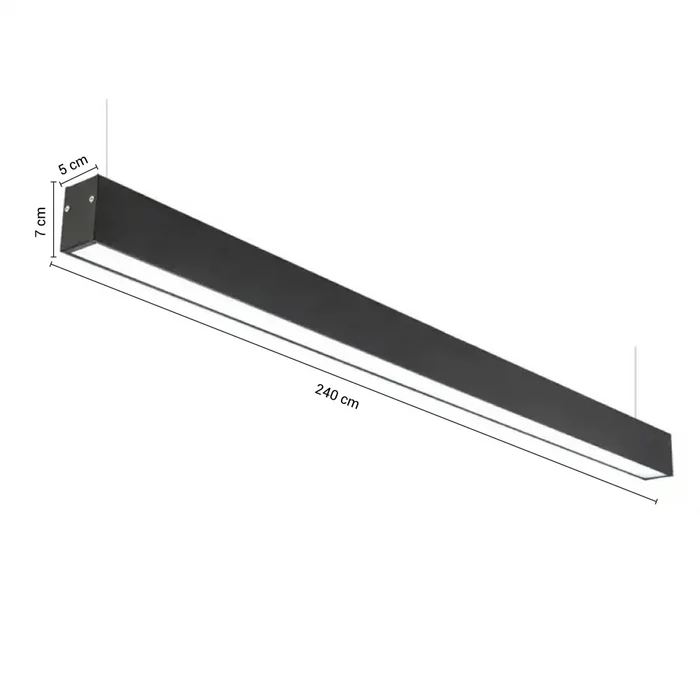 Luminaria Lineal LED 72W Negro Luz Cálida 240 cm en Negro - Lámparas colgantes, Uruguay | Serlux, vista 5