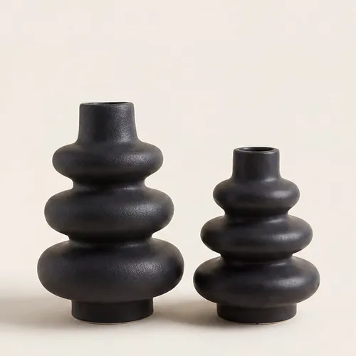 Set Jarrones Cerámica Donas Black en Negro - Jarrones, Uruguay | Cabana