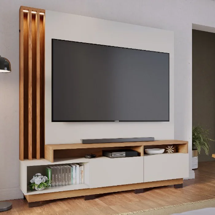 Rack Tv Panel Led Lcd Mueble Living Comedor Humaita en OFF WHITE MATTE/FREIJO - Muebles para TV, Uruguay | Soy Hogar, vista 4