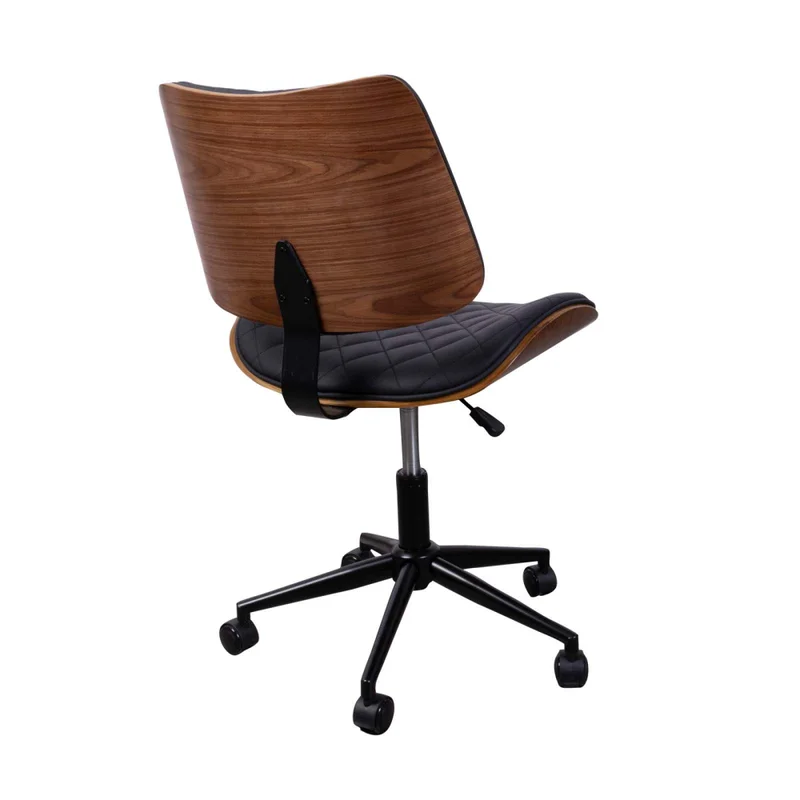 Asiento Oficina Madera-y-pu Negro Elegant en Negro - Sillas de escritorio, Uruguay | Divino, vista 4