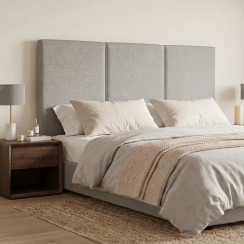 Respaldo Queen Madera y Tela - Moscou - Gris en Gris - Respaldos de cama, Uruguay | Rústico Hogar