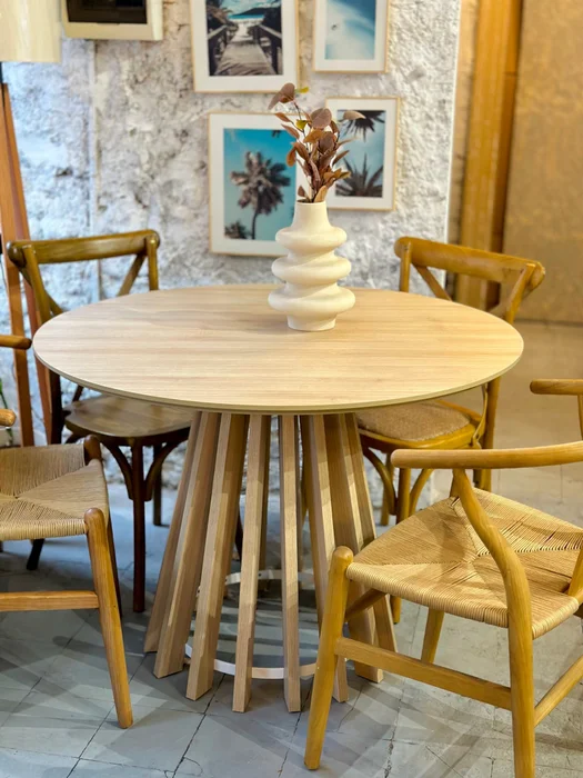 Mesa de Comedor Pipa Redonda 110cm - Crudo en Blanco - Mesas de comedor, Uruguay | Berna Home, vista 6