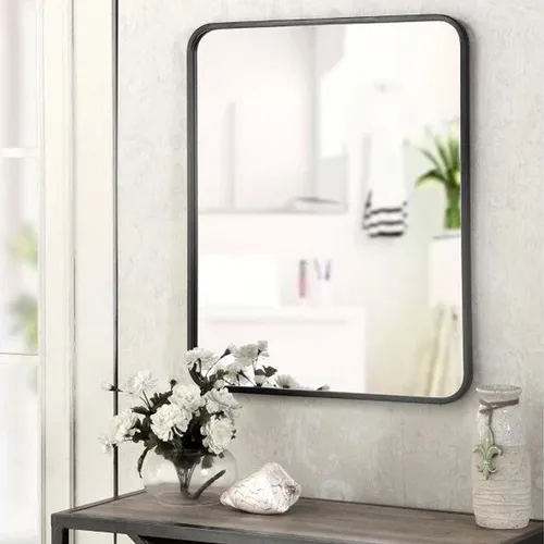 Espejo rectangular aluminio negro 60x80cm en Negro - Espejos, Uruguay | Alta Gracia Deco