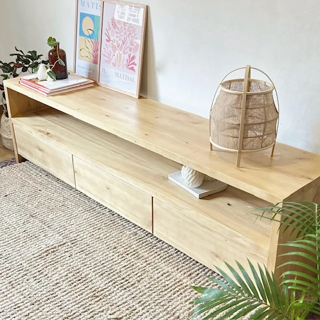 Rack bajo con 3 cajones en Madera natural - Muebles, Uruguay | Decoramuss, vista 3
