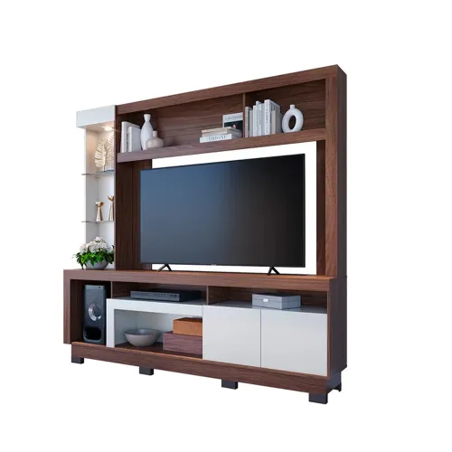 Modular Para Tv Varios Estantes 2 Puertas Luz Led en Off-white - Sillas, Uruguay | Soy Hogar