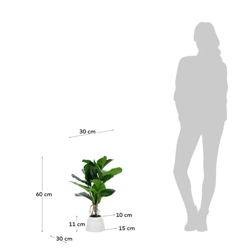 Planta artificial Lyrata con maceta de cerámica blanco 60 cm en Verde - Macetas, Uruguay | Kavehome, vista 5