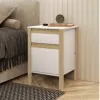 Mesa de Luz Combinado madera 1C, 1P Blanco/miel - Mesas de luz, Uruguay | Que Sal Muebleria, vista 3 de 4
