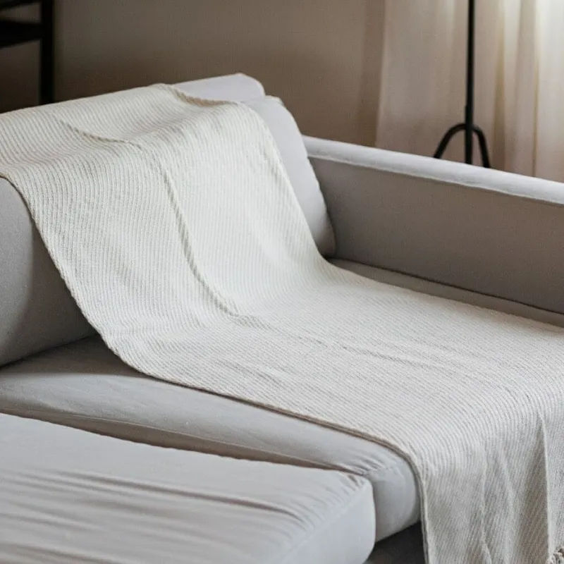 Manta para sillón y cama algodón Crudo - 180 x 130cm en Blanco - Textiles, Uruguay | Buho Store