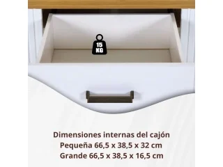 Comoda en madera maciza 3 cajones en Blanco - Cómodas, Uruguay | Que Sal Muebleria, vista 3