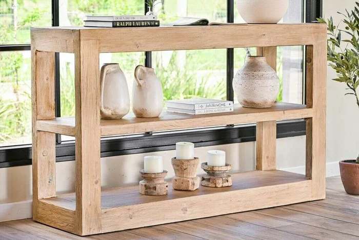 BIBLIOTECA / CONSOLA CON ESTANTE TAURET en Madera natural - Bibliotecas, Uruguay | La Iberica