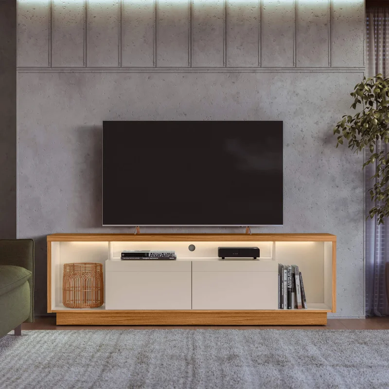 Rack tv Sala Cronos 180cm con tira Led MDF/MDP en Madera natural - Muebles para TV, Uruguay | Balton, vista 4