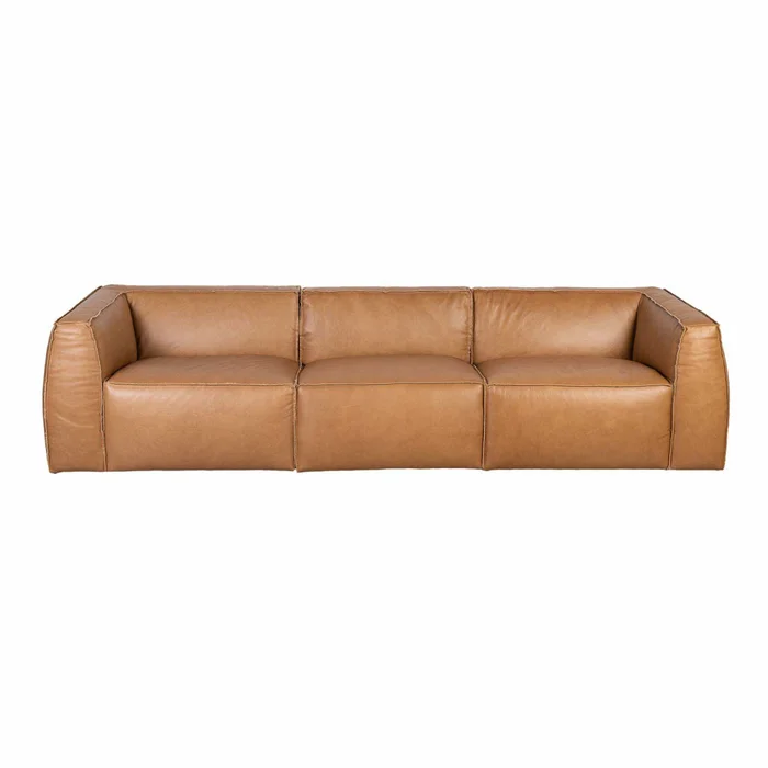 Sofá 4 Cuerpos Cuero Marron Tufa Camel en Beige - Sillones y sofás, Uruguay | Divino, vista 3