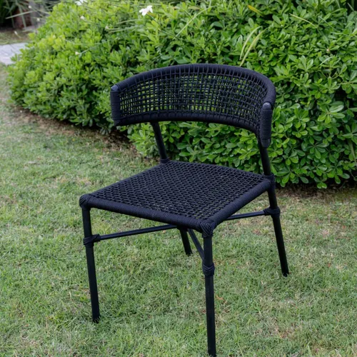 Silla en cuerda náutica negra y aluminio en Negro - Sillas, Uruguay | Entrecasa
