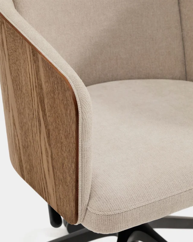 Silla de escritorio Madai de chenilla - marrón y chapa de fresno con acabado nogal FSC Mix Credit en Marrón - Sillas de escritorio, Uruguay | Kavehome, vista 5