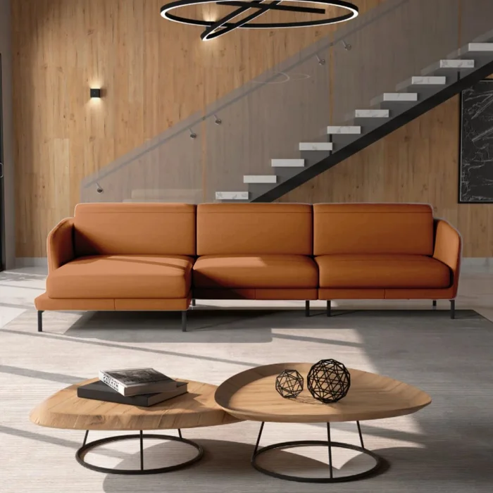Sofá con Chaise JASPER Cognac IZQUIERDO - Sillones y sofás, Uruguay | Viasono