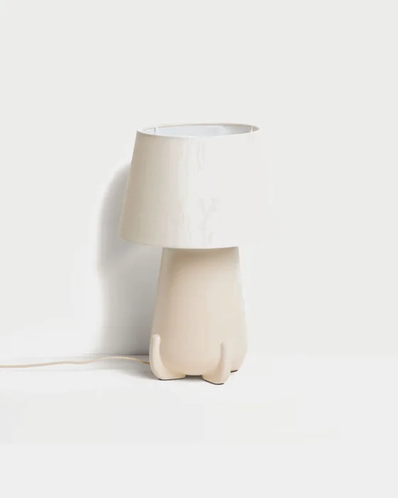 Lámpara de mesa Odra de cerámica crudo acabado brillante - crudo acabado brillante en Verde - Lámparas de mesa, Uruguay | Kavehome
