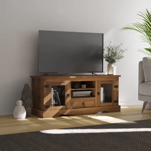 Rack 2 Puertas Vidrio Línea Mexicana - Oscuro en Marrón - Muebles para TV, Uruguay | Rústico Hogar