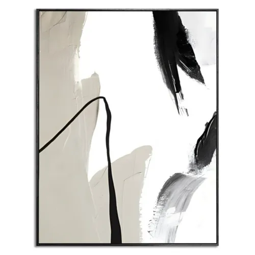 CUADRO CANVAS 30x40 MARCO ABSTRACTO BEIGE NEGRO 2 en Beige - Decoración de pared, Uruguay | Decohogar