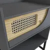 Mesa de Luz un cajon Grafito detalle Madera clara y rattan en Gris - Mesas de luz, Uruguay | Champagne Home, vista 3 de 3
