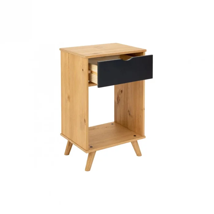 Mesa De Luz 1 Cajón Madera Maciza - Línea Berlín en Madera natural - Mesas de luz, Uruguay | Ecowood, vista 3
