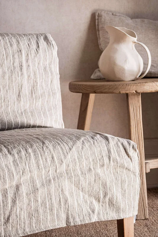 SILLA SOHO - LINO ALTO GRAMAJE RAYADO BEIGE - Butacas, banquetas y puffs, Uruguay | La Iberica, vista 3