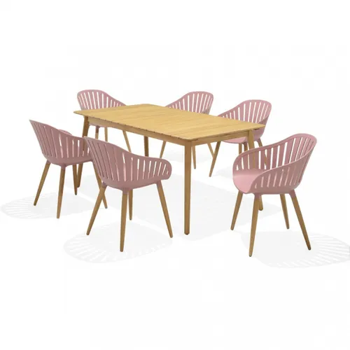 Juego de Jardin 6 sillas y Mesa - Nassau - Rosa en Rosa - Muebles para el exterior, Uruguay | Rústico Hogar