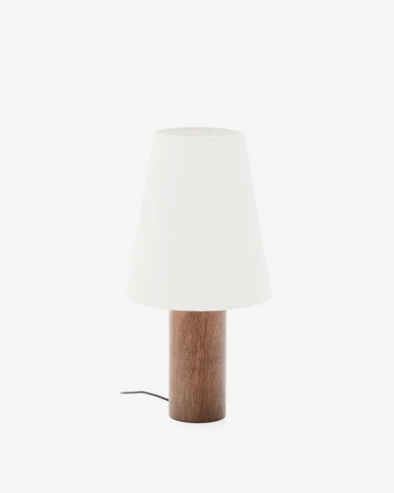 Lámpara de mesa Marga de madera maciza de caucho con acabado oscuro - con acabado oscuro en Blanco - Lámparas de mesa, Uruguay | Kavehome