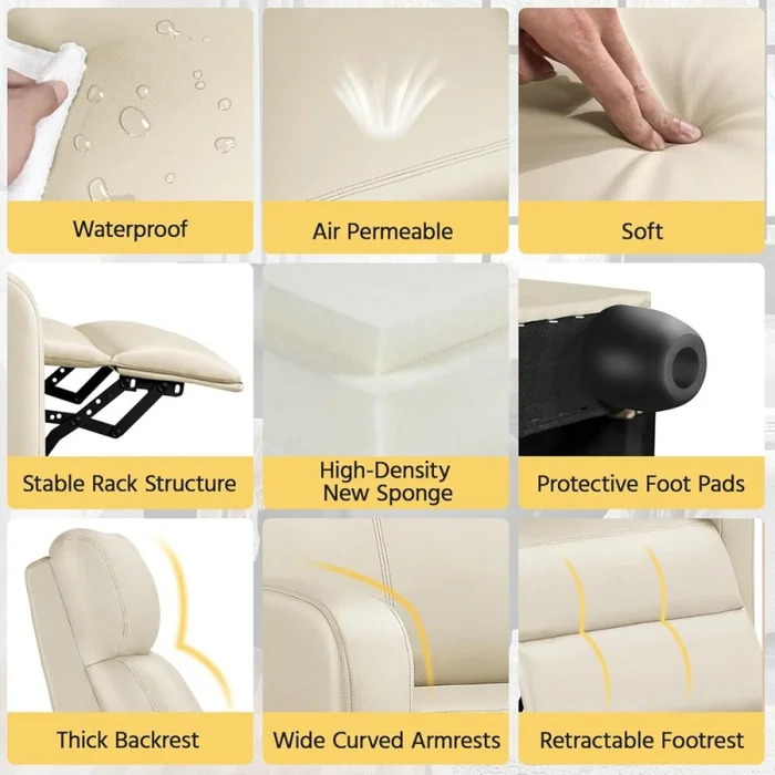 Sillon reclinable 1 cuerpo - Beige en Beige - Sillones y sofás, Uruguay | La Cueva Muebles, vista 8