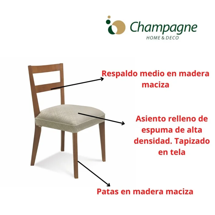 SILLA BAJA - RESPALDO MADERA CLARA - TAPIZADO PU MARFIL en Madera natural - Sillas, Uruguay | Champagne Home, vista 2