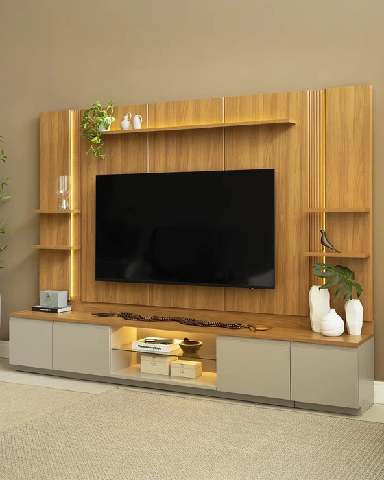 Conjunto Modular - Magnum 290CM - 2 Laterales con Led en Madera natural - Muebles para TV, Uruguay | Balton, vista 17