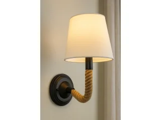 Lámpara de pared de hierro y cuerda con pantalla E27 Negra en Blanco, Uruguay | Quesal, vista 4