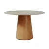Mesa de Comedor Zara - Redonda con vidrio - 120 - Off White y Canela en Blanco - Mesas de comedor, Uruguay | NYR, vista 1 de 2