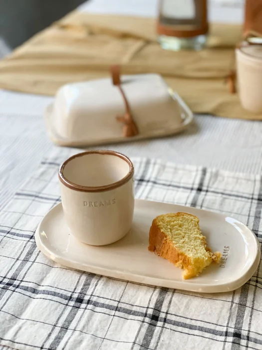 Set vaso y plato ovalado en cerámica en Beige - Decoración, Uruguay | Dreams On Time, vista 14