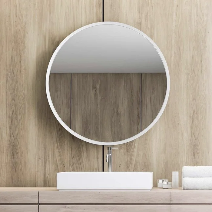 Espejo Blanco Redondo 60 cm Diámetro en Blanco - Espejos, Uruguay | Alta Gracia Deco