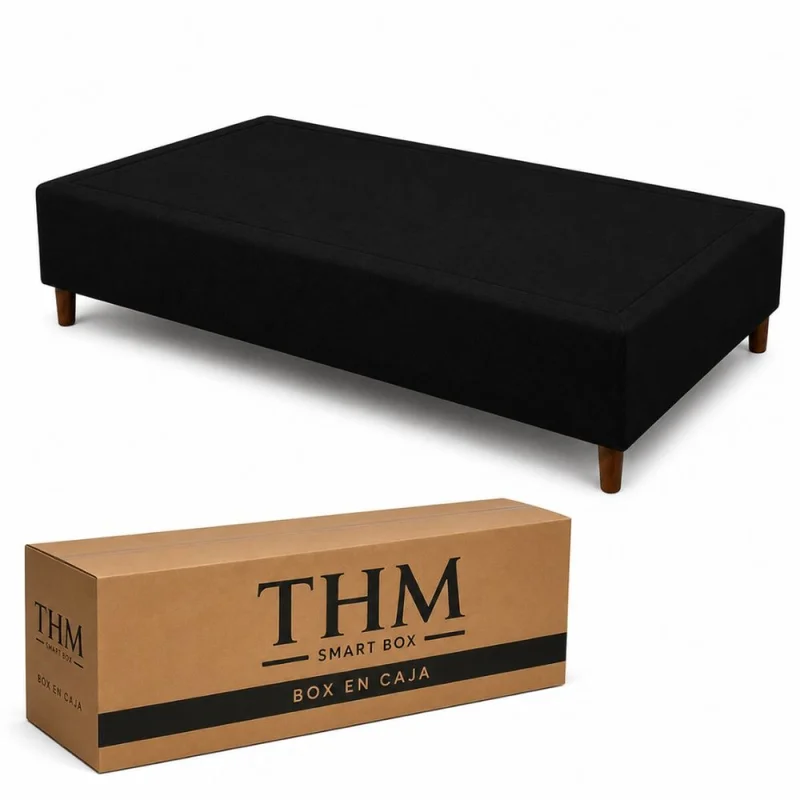 Cama SmartBox HAMPTONS 1 Plaza 80x185 cm - Negro en Negro - Dormitorio, Uruguay | La Cueva Muebles, vista 3