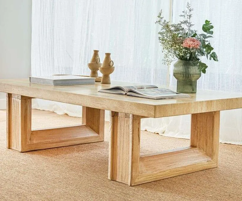 MESA LIVING TRAVERTINO - 1.60 X 0.80 MTS en Beige - Mesas de living, Uruguay | La Iberica