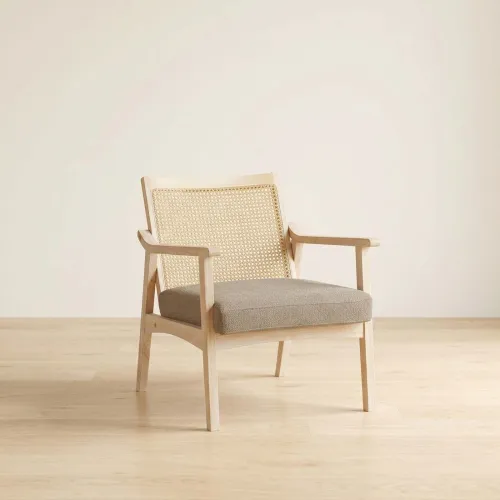 Butaca Madera-y-tela Natural-beige Dakota Natural en Madera natural - Sillones y sofás, Uruguay | Divino