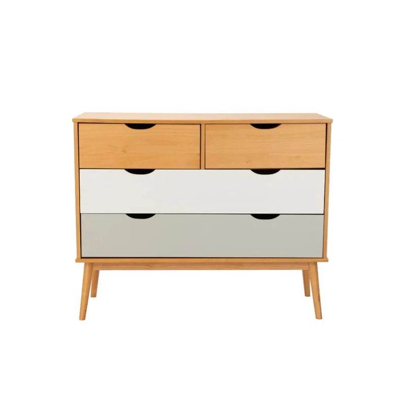 Cómoda 4 Cajones - Linea Nordica - Roble/Gris claro/Blanco en Madera natural - Cómodas, Uruguay | Rústico Hogar, vista 4