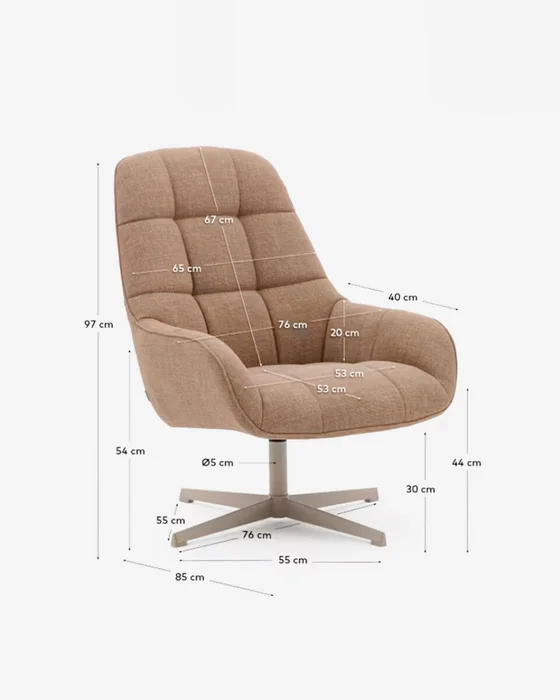 Butaca giratoria Jaspe beige y metal con - marrón claro y metal con acabado gris FSC 100% en Beige - Muebles, Uruguay | Kavehome, vista 10