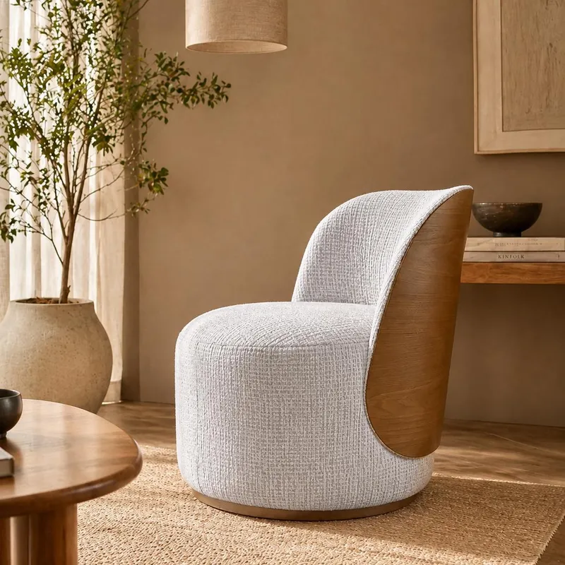 POLTRONA PETIT GIRATORIA Tela tono hielo .- en Gris - Muebles, Uruguay | Indrana