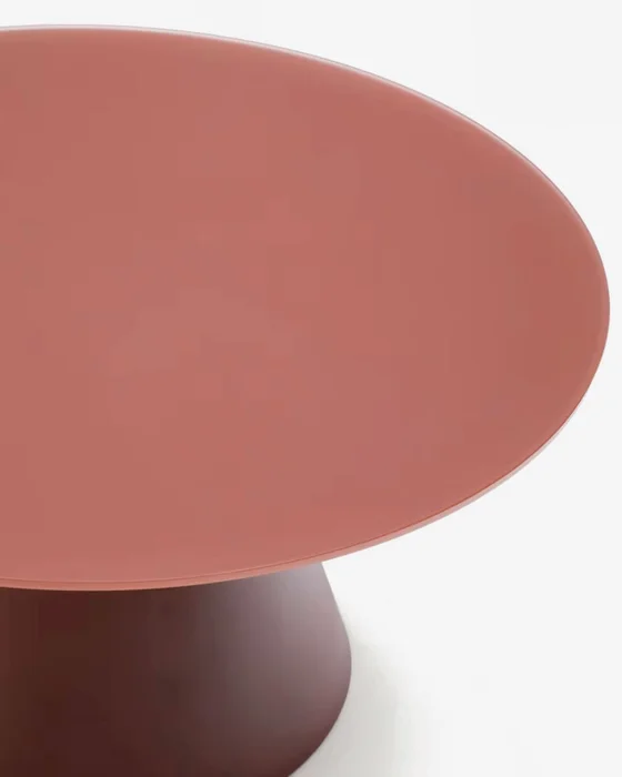 Mesa de centro Wilshire cristal templado glaseado y acero acabado pintado - terracota mate Ø80cm en Rojo - Mesas de living, Uruguay | Kavehome, vista 4