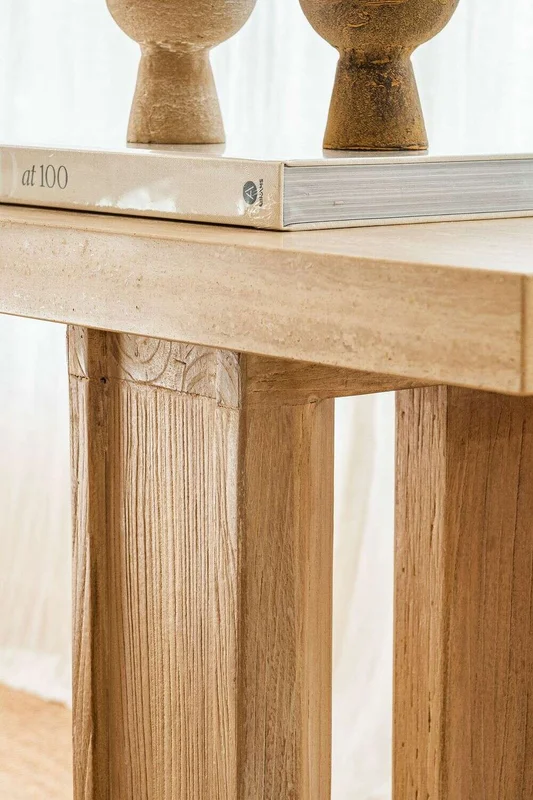 MESA DE ARRIMO / CONSOLA TRAVERTINO - 1.80 MTS en Madera natural - Bibliotecas, Uruguay | La Iberica, vista 3